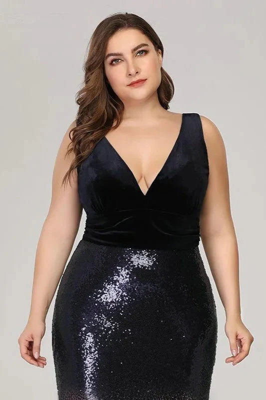 Glamorous Ombre Sequins Velvet Mermaid Plus Size Evening Prom Dress Online