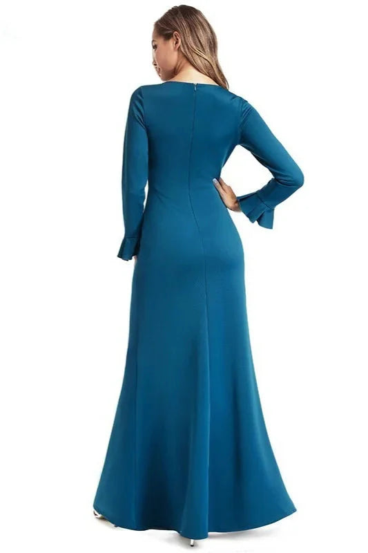 Gorgeous Long Sleeve V-Neck Split Evening Prom Dress