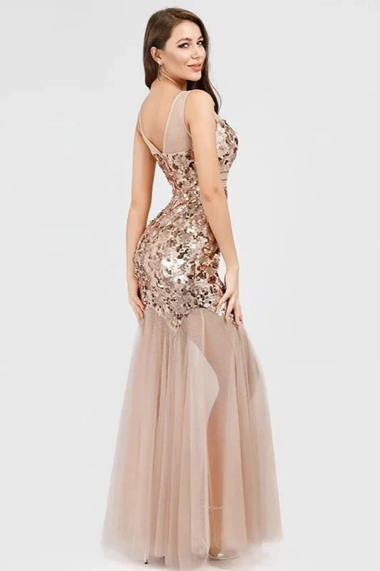 Gorgeous Sequins Mermaid Prom Dress Long Tulle Evening Gowns Online