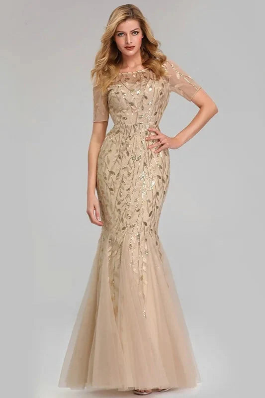 Gorgeous Sequins Mermaid Prom Dress Long Tulle Evening Gowns Online
