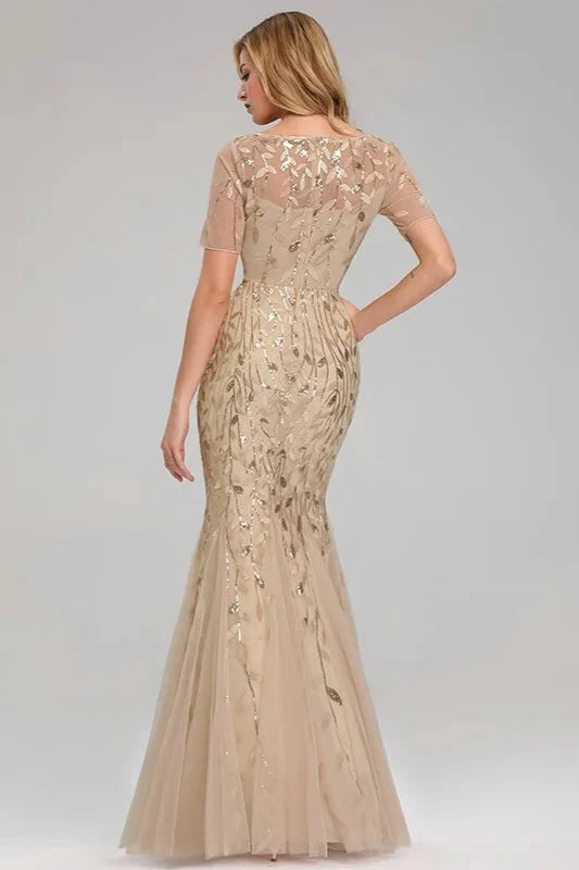 Gorgeous Sequins Mermaid Prom Dress Long Tulle Evening Gowns Online