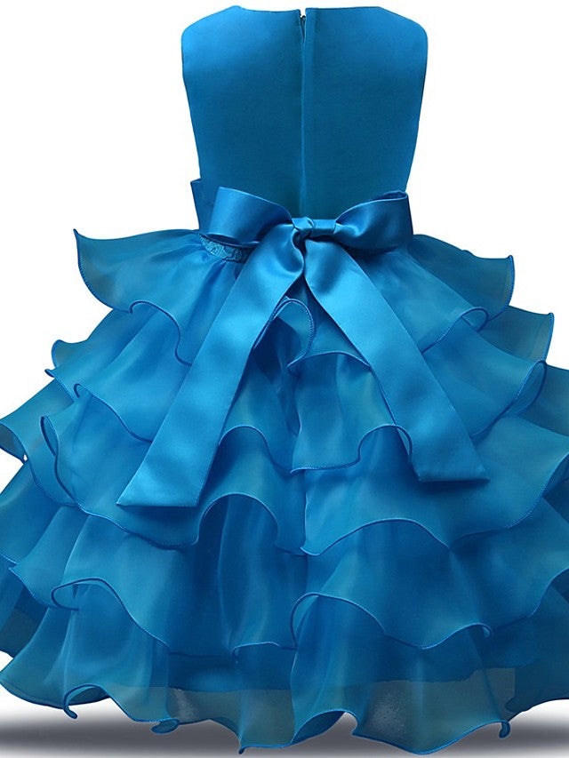 Gorgeous Sleeveless Jewel Neck Flower Girl Dresses with Lace Tulle and Bows Belt and Bow