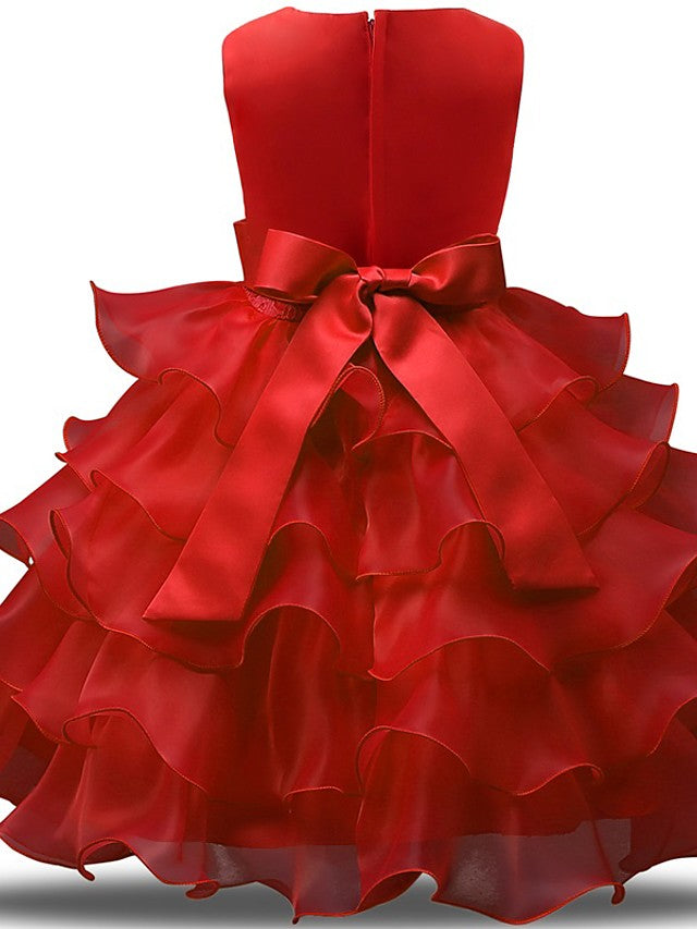 Gorgeous Sleeveless Jewel Neck Flower Girl Dresses with Lace Tulle and Bows Belt and Bow