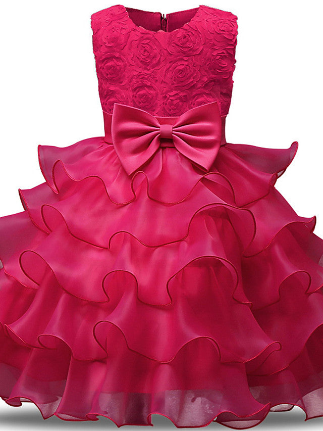 Gorgeous Sleeveless Jewel Neck Flower Girl Dresses with Lace Tulle and Bows Belt and Bow