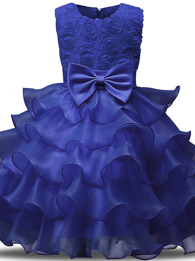 Gorgeous Sleeveless Jewel Neck Flower Girl Dresses with Lace Tulle and Bows Belt and Bow