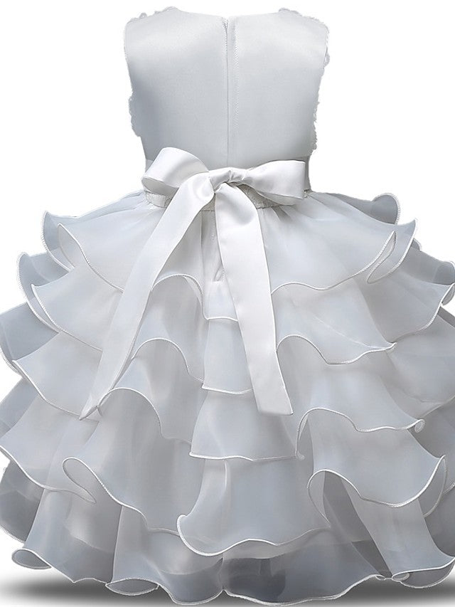 Gorgeous Sleeveless Jewel Neck Flower Girl Dresses with Lace Tulle and Bows Belt and Bow