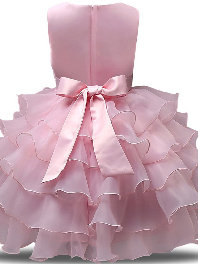 Gorgeous Sleeveless Jewel Neck Flower Girl Dresses with Lace Tulle and Bows Belt and Bow
