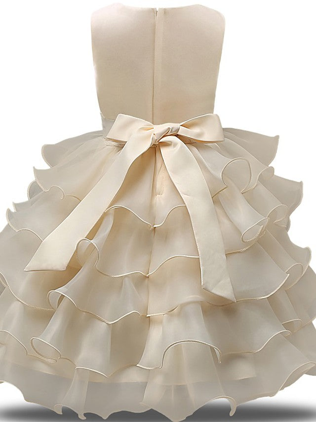 Gorgeous Sleeveless Jewel Neck Flower Girl Dresses with Lace Tulle and Bows Belt and Bow
