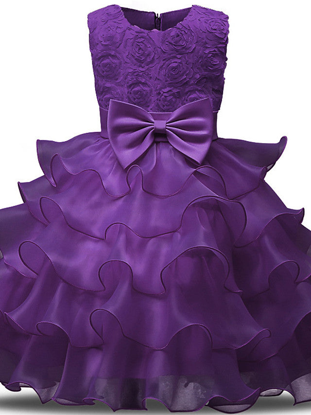 Gorgeous Sleeveless Jewel Neck Flower Girl Dresses with Lace Tulle and Bows Belt and Bow