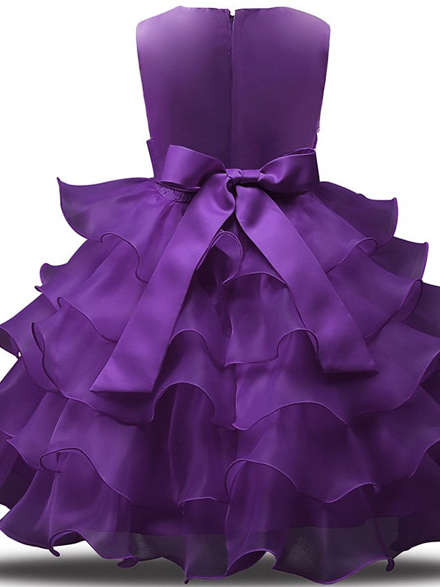 Gorgeous Sleeveless Jewel Neck Flower Girl Dresses with Lace Tulle and Bows Belt and Bow