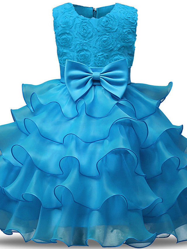 Gorgeous Sleeveless Jewel Neck Flower Girl Dresses with Lace Tulle and Bows Belt and Bow