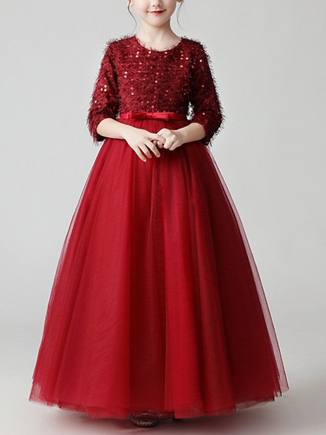 Jewel Feathers Sequins A-Line Flower Girl Dress