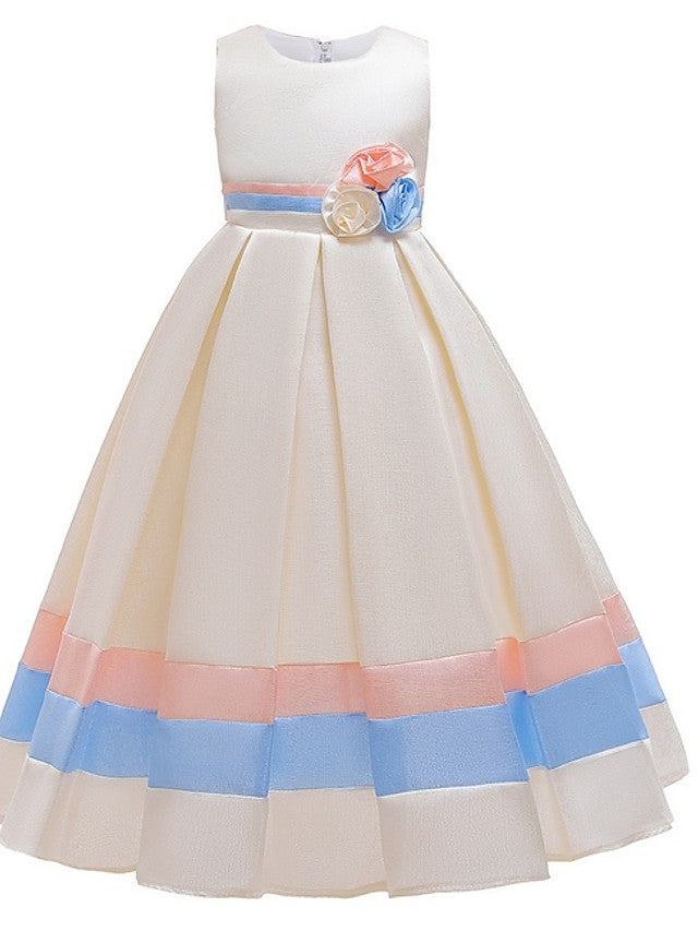 Jewel Sleeveless A-Line Flower Girl Dress With Bow Ruching