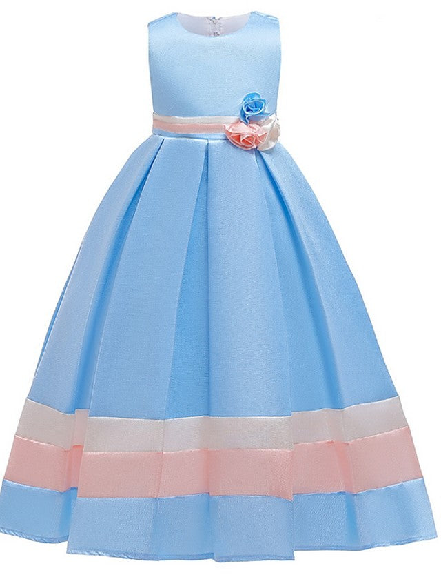 Jewel Sleeveless A-Line Flower Girl Dress With Bow Ruching