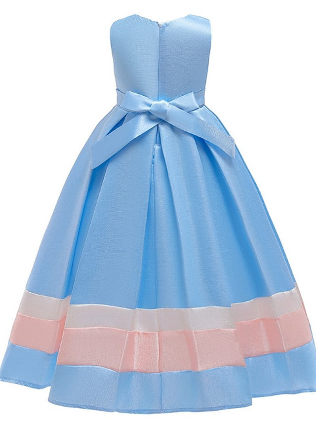Jewel Sleeveless A-Line Flower Girl Dress With Bow Ruching