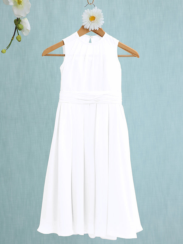 Jewel Sleeveless Knee Length Flower Girl Dress with Tulle