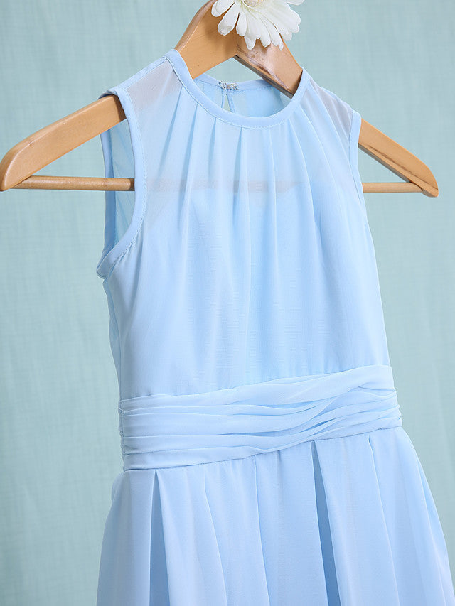 Jewel Sleeveless Knee Length Flower Girl Dress with Tulle