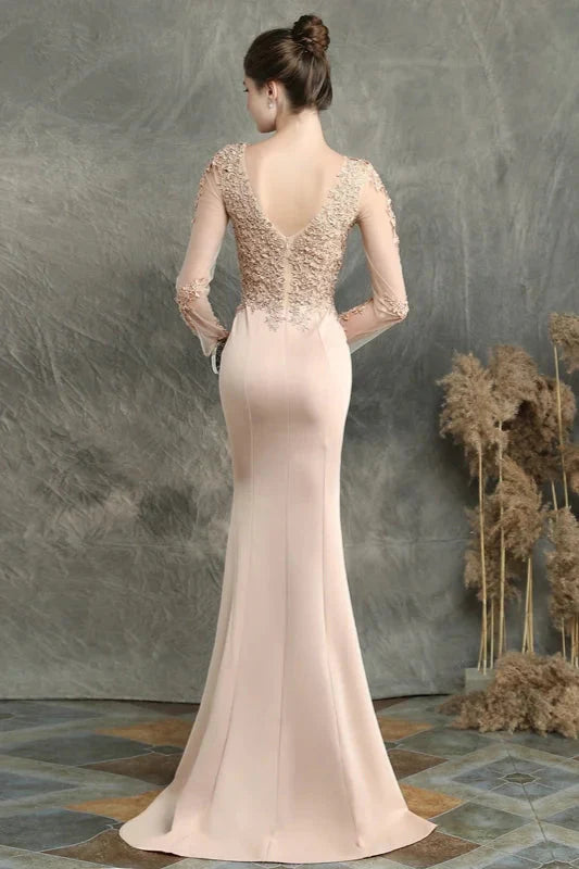 Long Sleeve Lace Appliques Mermaid Evening Prom Dress Online