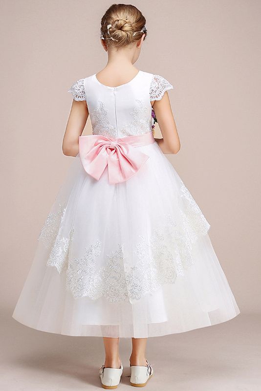 Lovely Jewel Cap Sleeves Flower Girl Dress Tulle