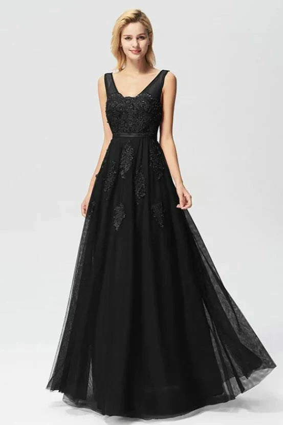 New Arrival Sleeveless Lace Appliques Long Evening Prom Dress Online