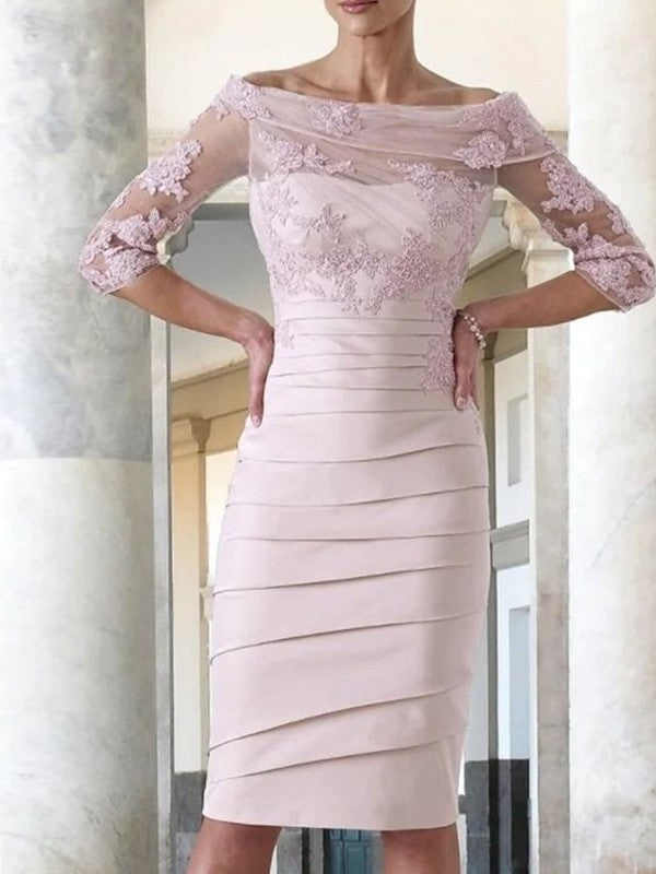Elegant and noble satin sticker spoon 3/4 sleeve knee length Mother of the Bride Dresses