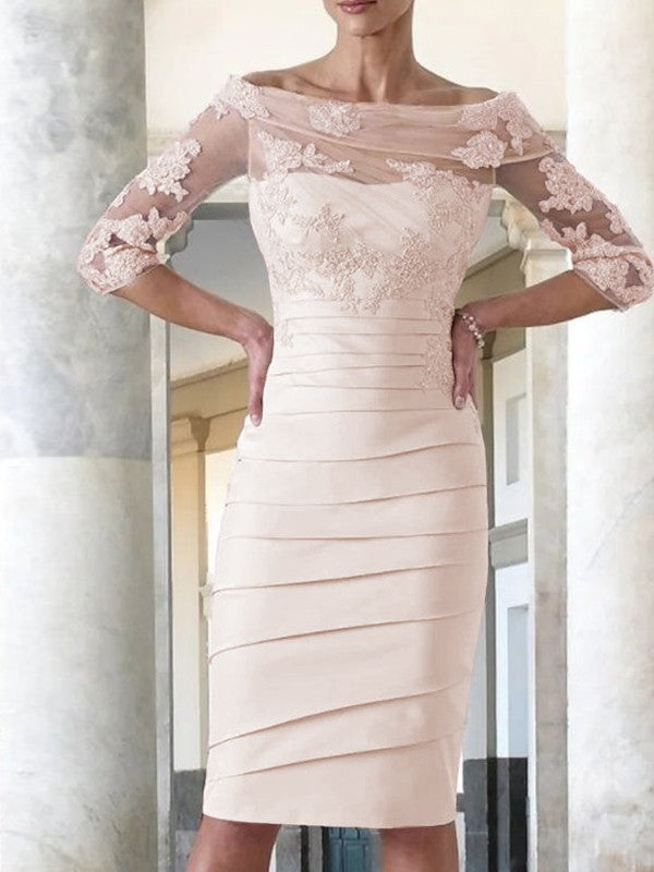 Elegant and noble satin sticker spoon 3/4 sleeve knee length Mother of the Bride Dresses
