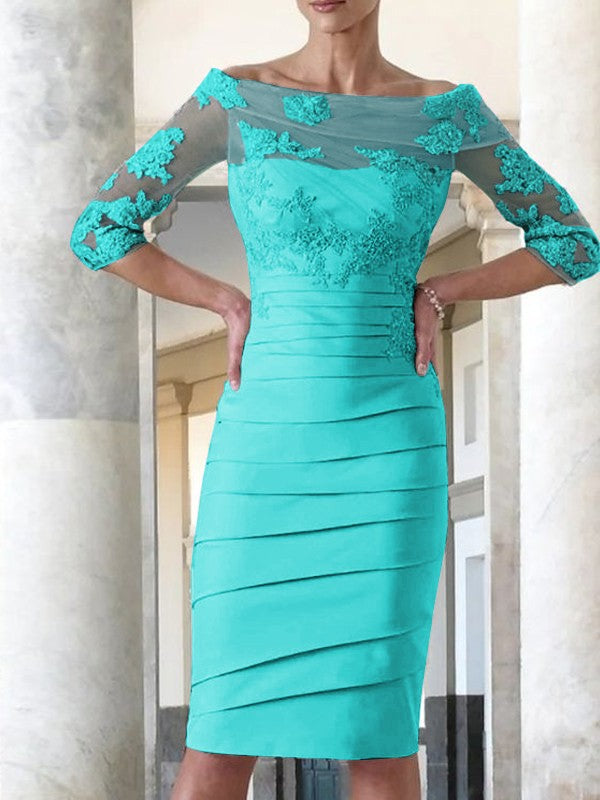 Elegant and noble satin sticker spoon 3/4 sleeve knee length Mother of the Bride Dresses