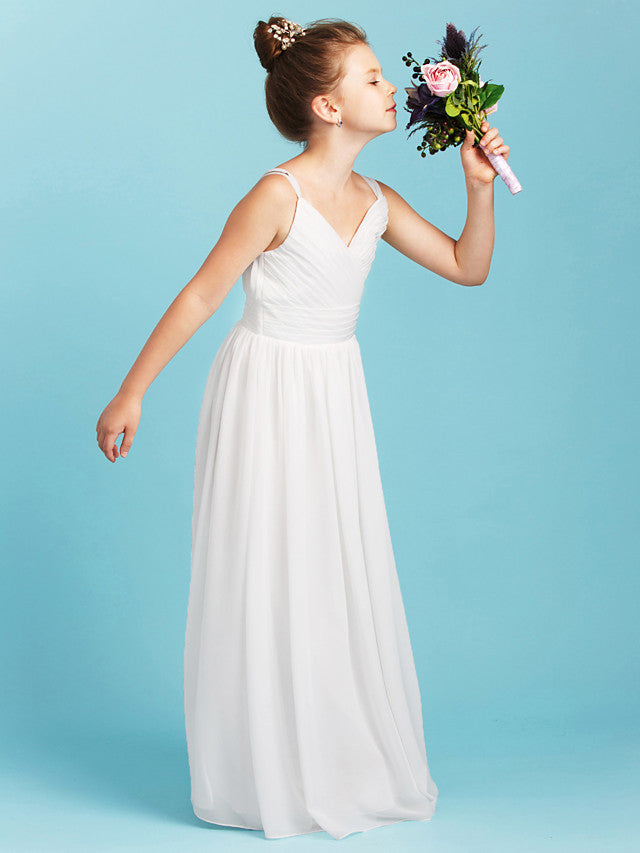 Princess A-Line Spaghetti Strap Chiffon Flower Girl Dress With Sash for Weddings
