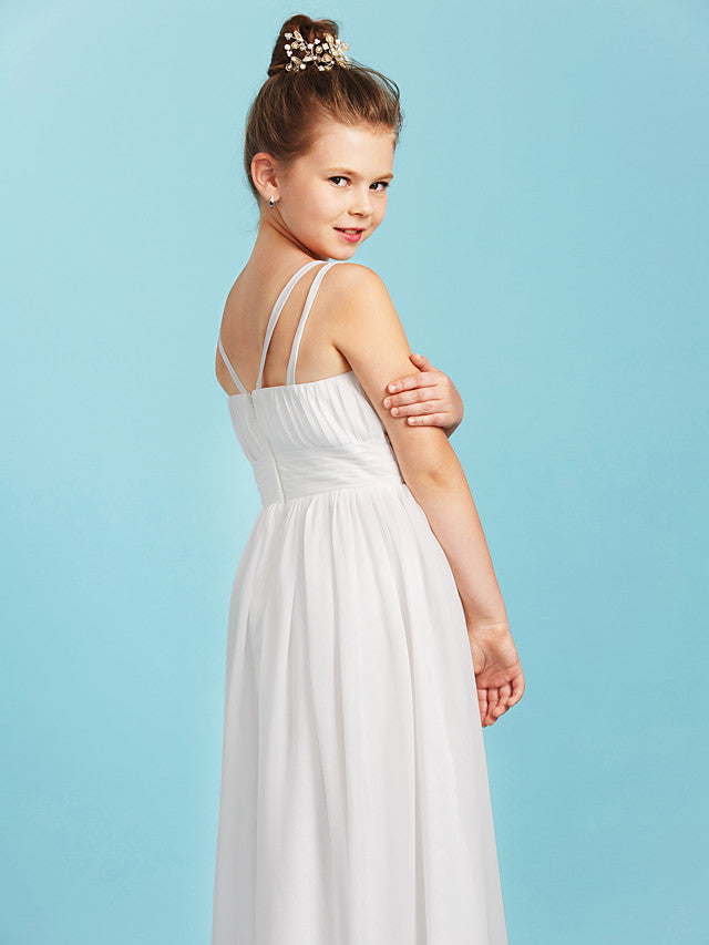Princess A-Line Spaghetti Strap Chiffon Flower Girl Dress With Sash for Weddings