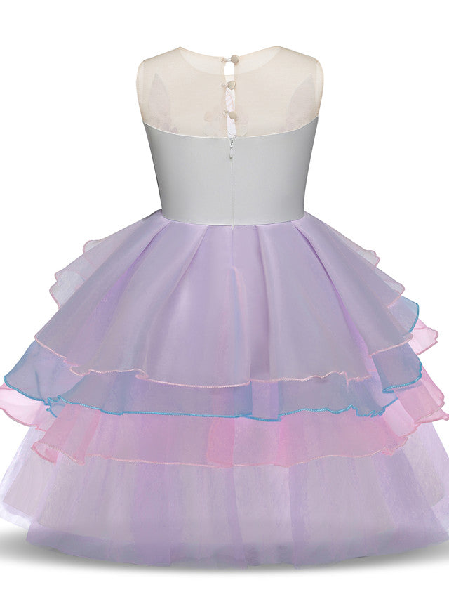 Princess Midi Party Dress ¡§C Satin Tulle Embroidery & Appliques
