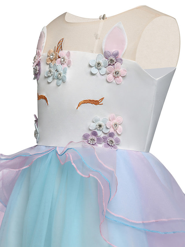 Princess Midi Party Dress ¡§C Satin Tulle Embroidery & Appliques