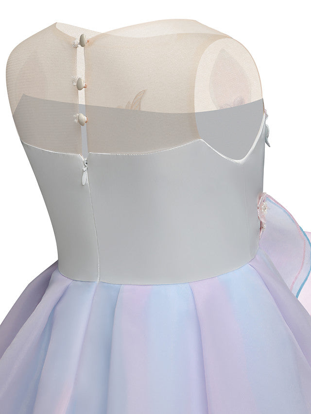 Princess Midi Party Dress ¡§C Satin Tulle Embroidery & Appliques