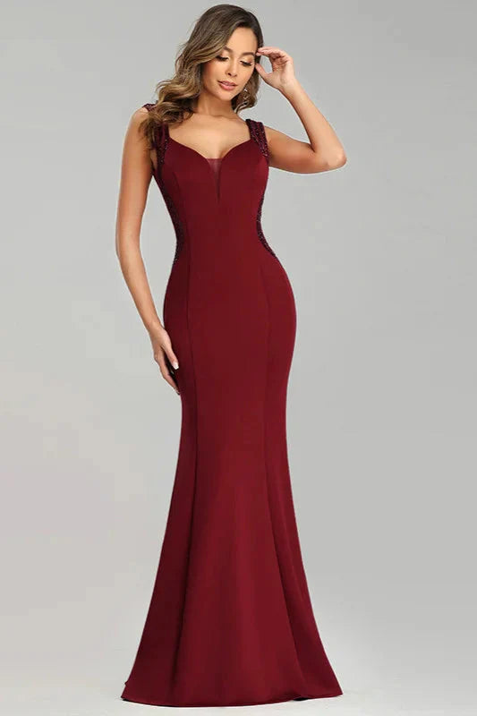 Sparkle Burgundy Sequins Mermaid Long Evening Prom Gowns