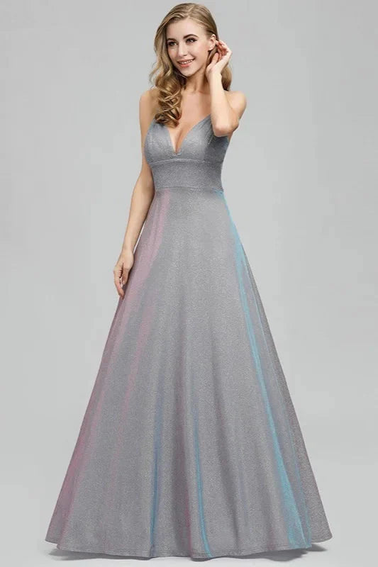 Sparkle V-Neck Sleeveless Long Evening Prom Dress Online