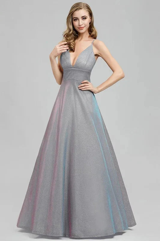 Sparkle V-Neck Sleeveless Long Evening Prom Dress Online