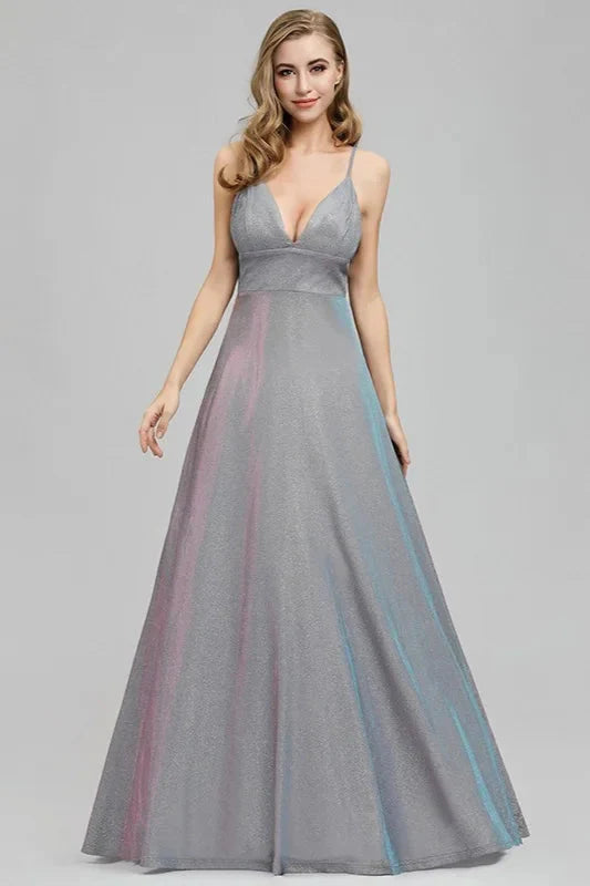 Sparkle V-Neck Sleeveless Long Evening Prom Dress Online