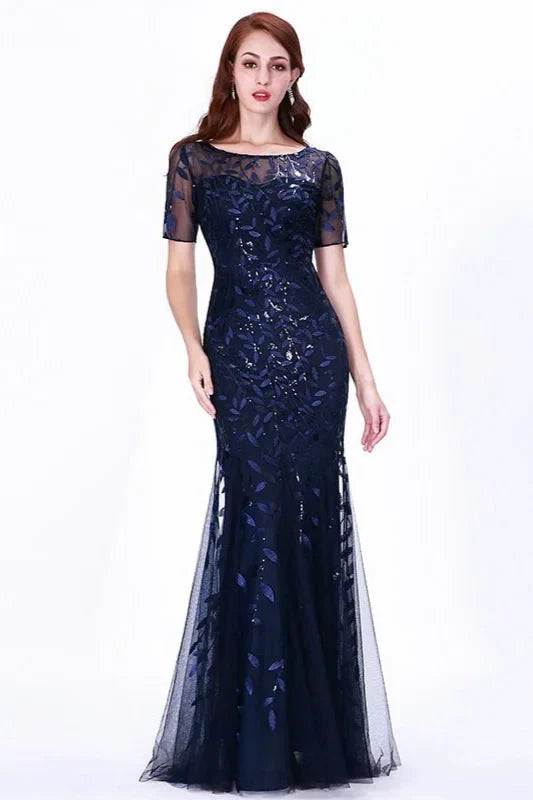 Stunning Navy Different Styles Long Mermaid Evening Gowns