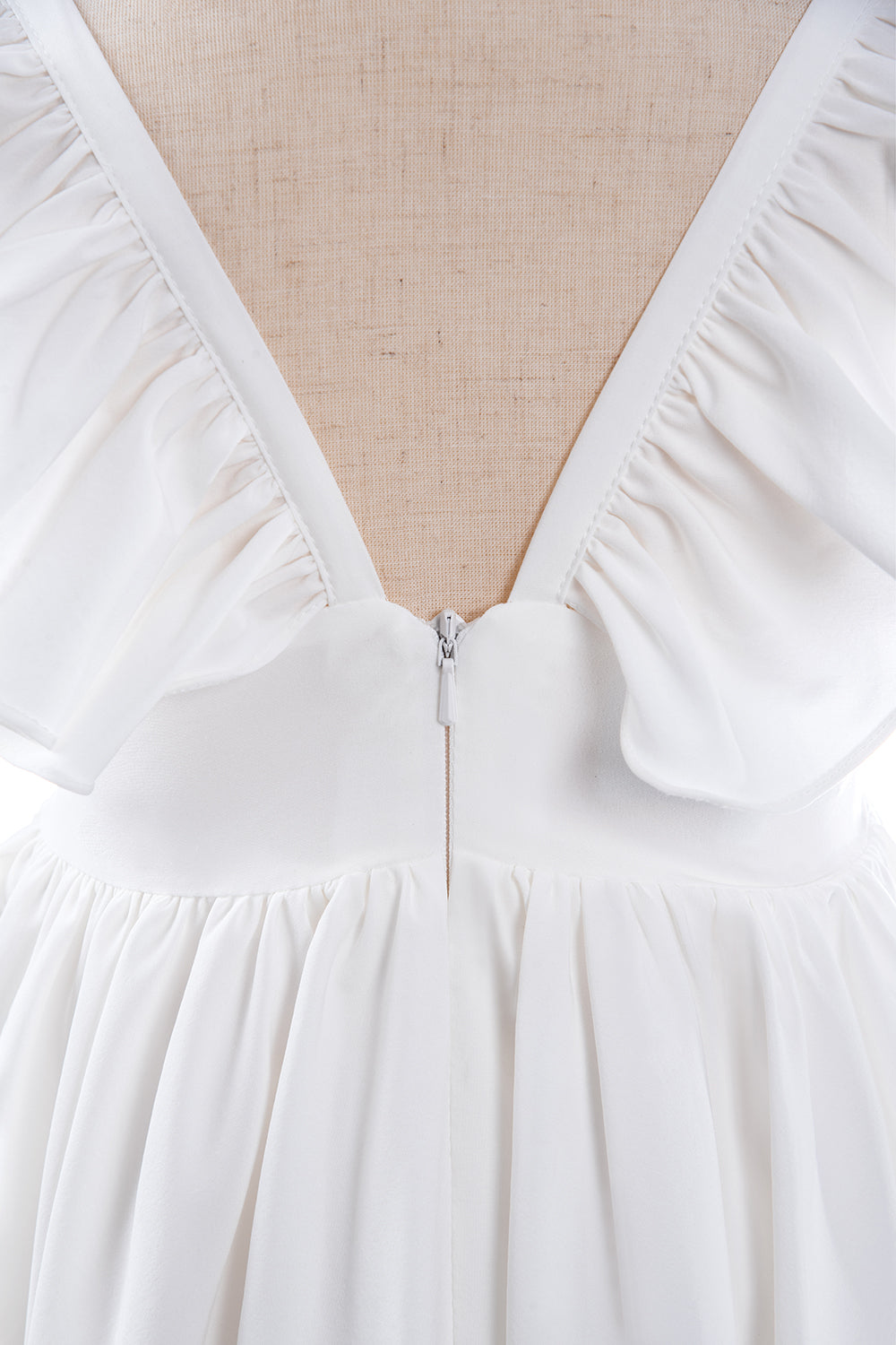 White A-Line Cap Sleeves Flower Girl Dress with Pleated Ruffles