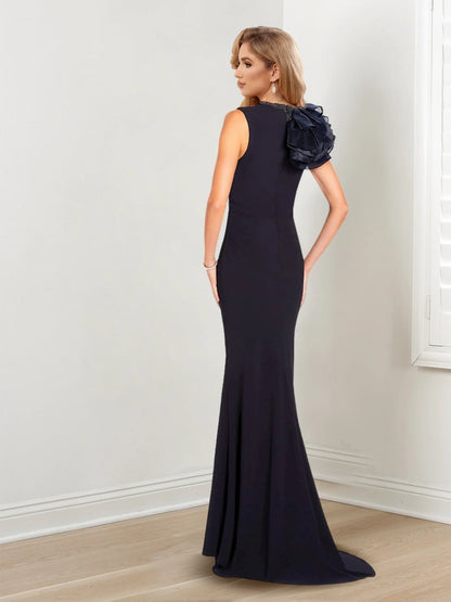 Tight fit/straight V-neck sleeveless mother of the bride dresses