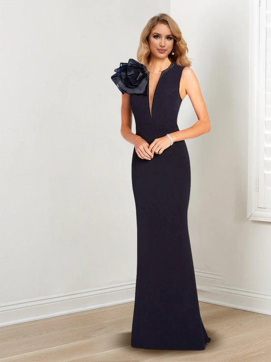 Tight fit/straight V-neck sleeveless mother of the bride dresses