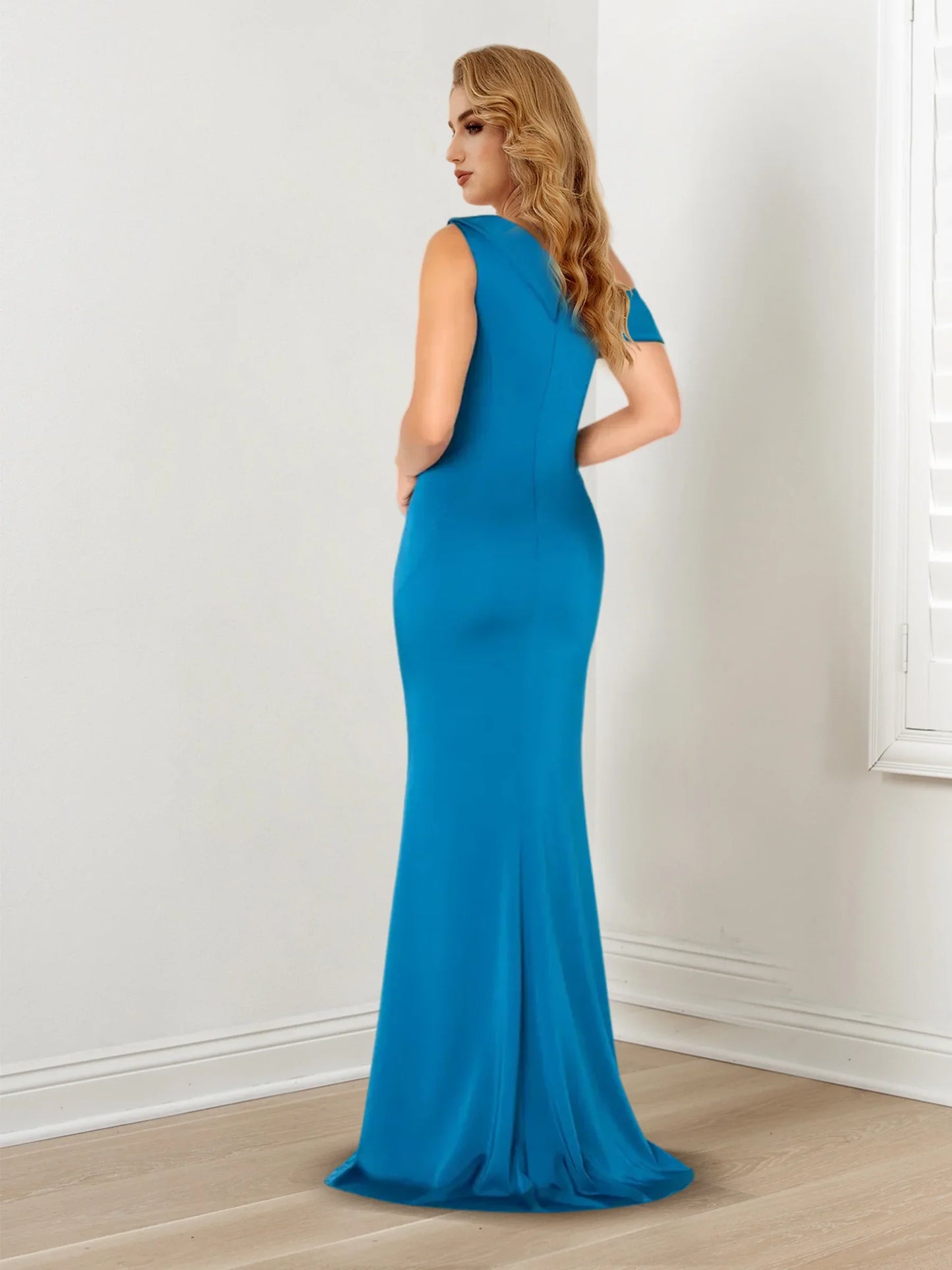 Horn/Fish Tail One Shoulder Sleeveless Shawl mother of the bride dresses
