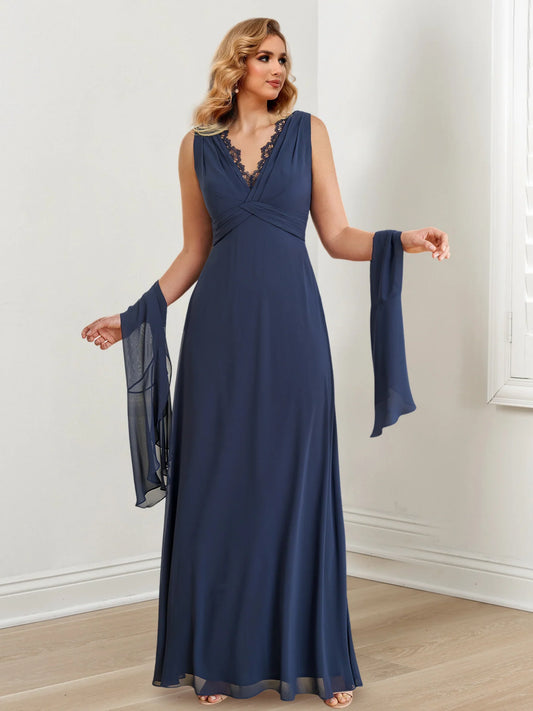 A-line/Princess V-neck to floor length mother of the bride dresses