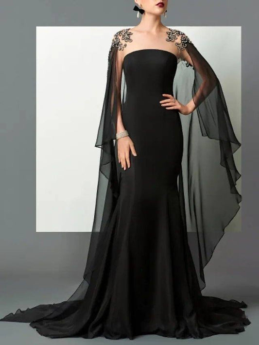 Mermaid / Trumpet Empire Elegant Engagement Formal Evening Dress Strapless Sleeveless Sweep / Brush Train Chiffon with Sleek - RongMoon