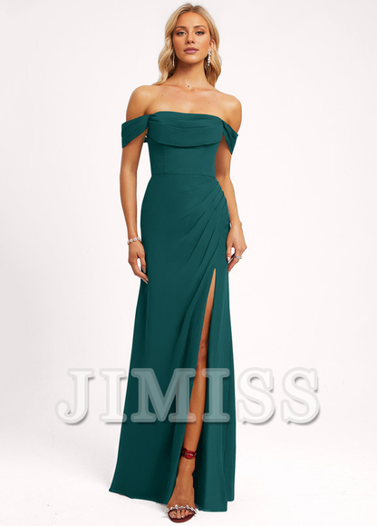 Ruffled A-line Floor-length Chiffon Bridesmaids Dress