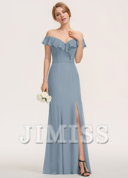 Tiered ruffled fitted pillared strapless floor-length chiffon bridesmaid dress