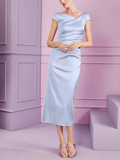 Tight fit/column style lapel long style mother of the bride dress