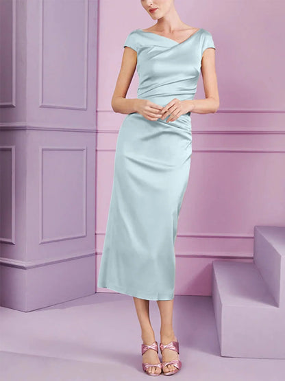 Tight fit/column style lapel long style mother of the bride dress