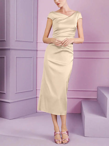 Tight fit/column style lapel long style mother of the bride dress