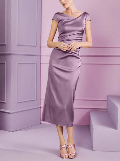Tight fit/column style lapel long style mother of the bride dress