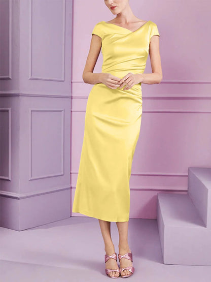 Tight fit/column style lapel long style mother of the bride dress
